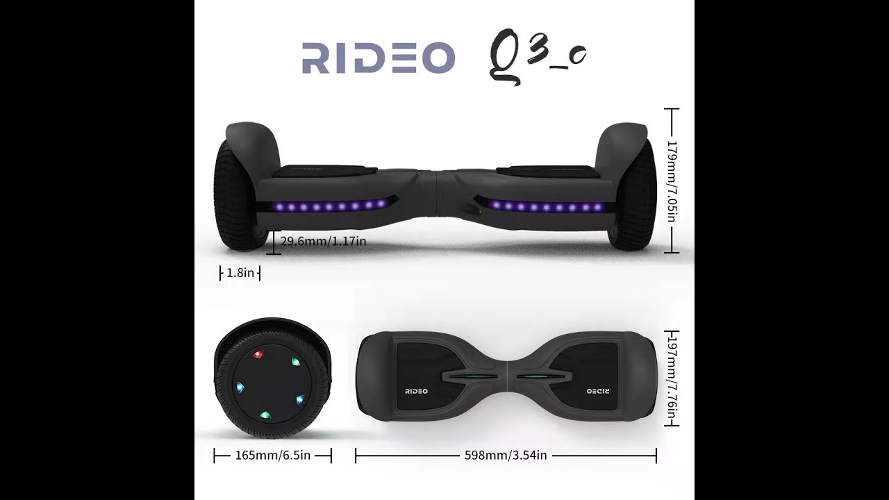 RIDEO Q3-C Hoverboard Electric self-balance Scooter UL 2272 approved UV Protection – Black Matte
