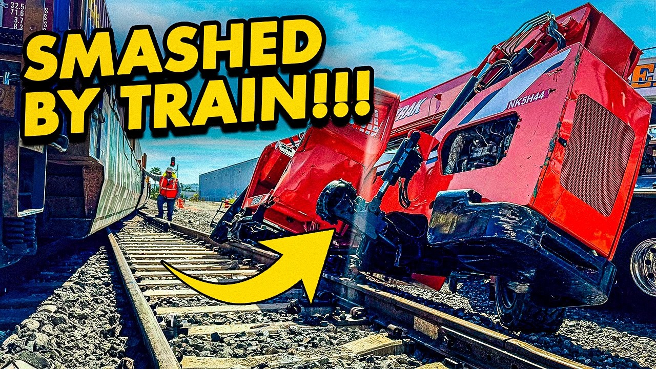 EPIC RESCUE!! Stolen telehandler SMASHED by train!