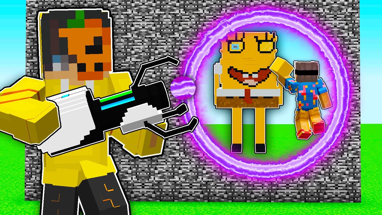 YAPI KAPIŞMASINDA PORTAL SİLAHIYLA TROLLEDİM! (korkunç sünger bob..) - Minecraft