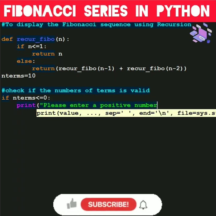 #python 82 To Display Fibonacci Sequence Using Recursion In Python ...
