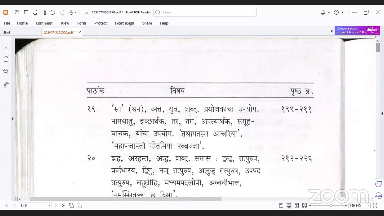 Certificate course in Basic Pali /Pali Grammar -1