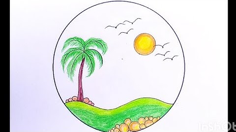 Easy circle scenery drawing/circle scenery drawing step by step circle drawing for beginner tutorial