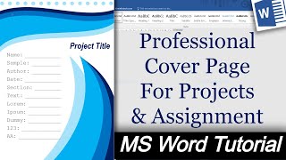 Create Professional Cover Page Design for Assignments or Projects in Microsoft Word