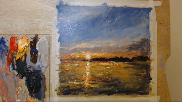 Impressionistic landscape painting with acrylic paint and palette knife - beginner tutorial