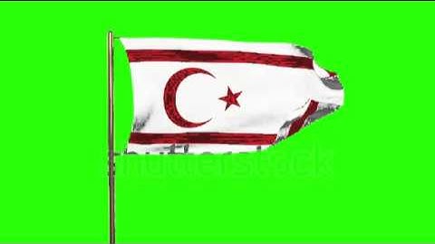 North Cyprus flag waving in the wind. Green screen, alpha matte. Loopable animation Stock video by