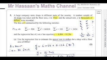 WST01/01, (IAL), Edexcel, S1, June/Oct 2020, Q5, Correlation & Regression, PMCC