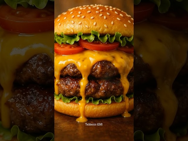 Juicy Cheeseburger ASMR 🍔🔥 | Slow Sizzle, Crunch & Cheese Drip | #shorts