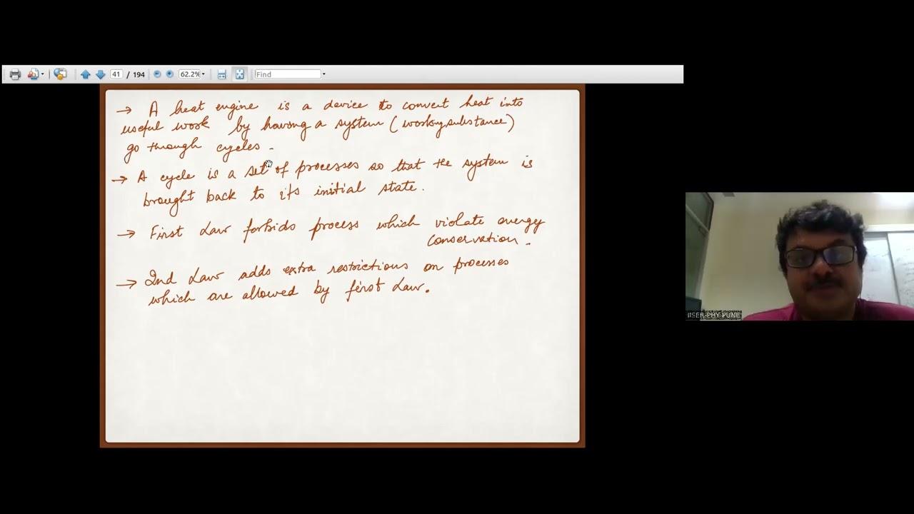 Class 4: 2nd Law of Thermodynamics, Carnot engine and efficiency; concept of Entropy as fn of state