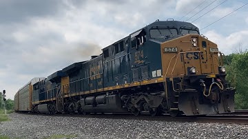 Horn Shy Engineer : CSX 574 with fantastic backwards Narrow Font K5LA leads Q214 through Kent Ohio