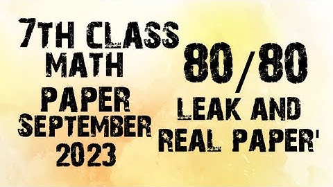 pseb 7th class math paper September 2023|| 7th class math September leak paper