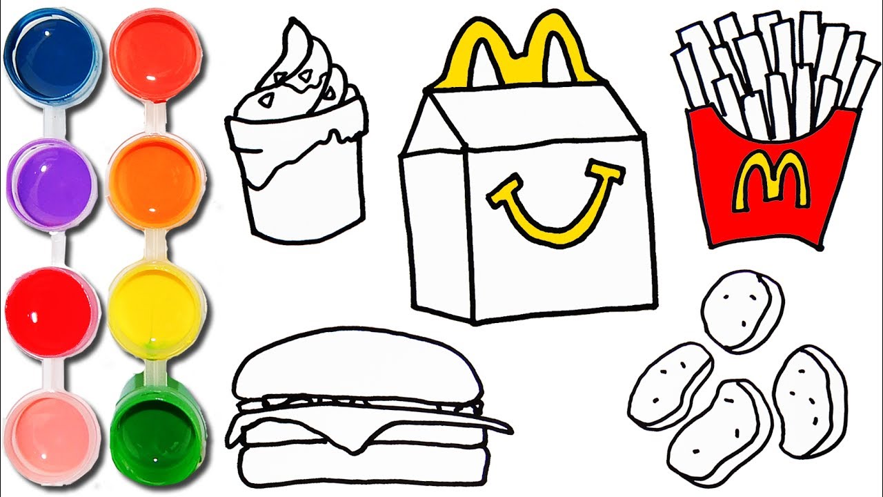 How to Draw & Color a McDonalds Happy Meal Set