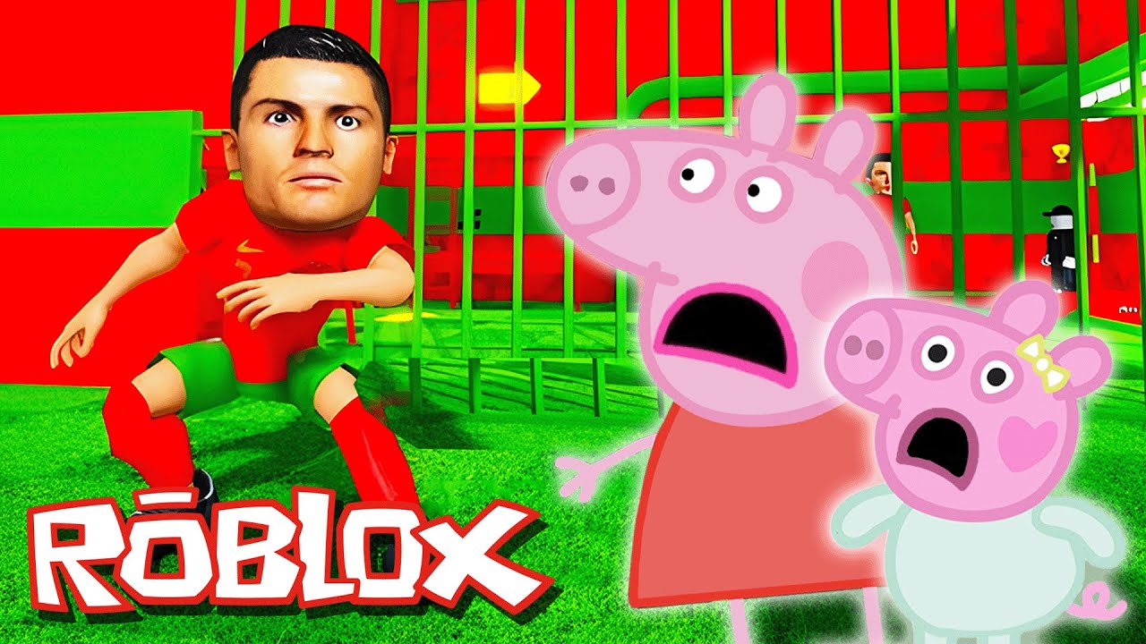 Evie Pig and Peppa Pig ESCAPE RONALDO'S PRISON RUN in Roblox