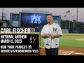 Carl fischer performs the national anthem for the new york yankees