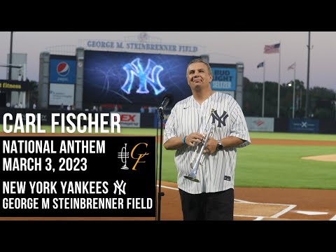 Carl Fischer performs the National Anthem for the New York Yankees