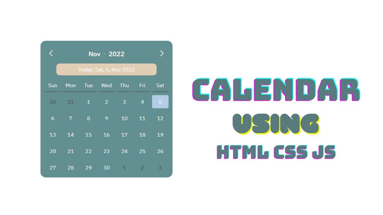 Create Calendar Using HTML CSS & JavaScript Calendar in JavaScript