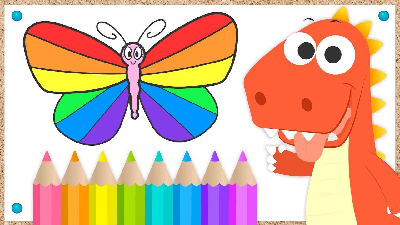 Aprende A Colorear Una Mariposa Con Eddie Eddie El Dinosaurio Colorea Una Mariposa Youtube