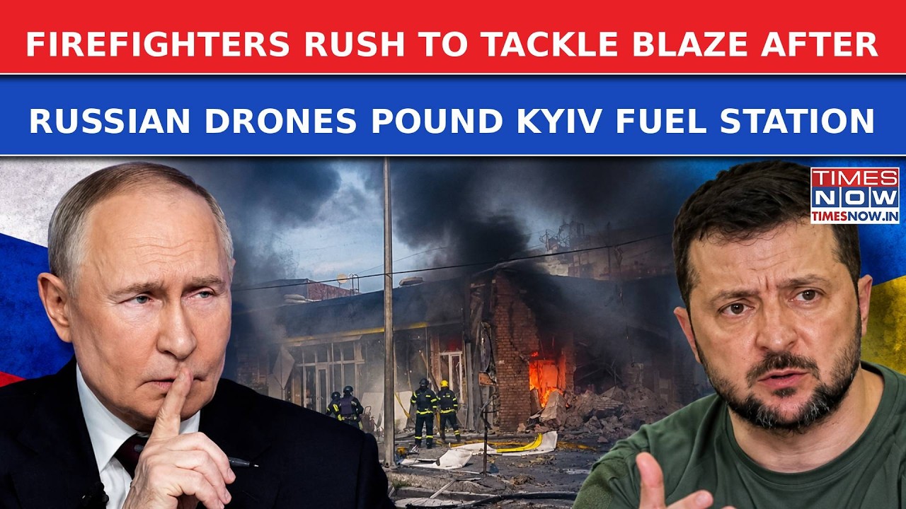 Russia Hammers Kyiv: Firefighters Battle Blaze After Moscow's Deadly Drone Strike On Fuel Station