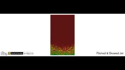 Unsteady CFD - LES of a pitched and skewed jet issuing into a turbulent, flat-plate boundary layer