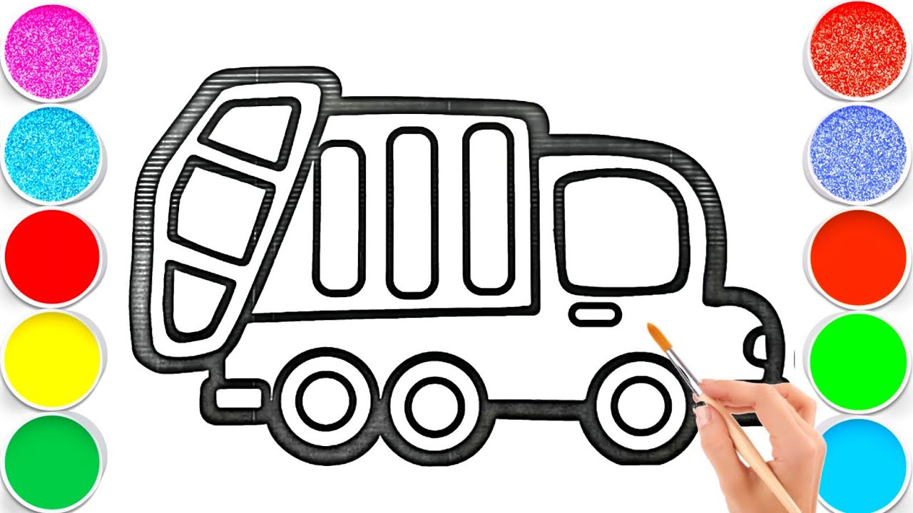 How to Paint Garbage Truck Step by Step for Kids YouTube