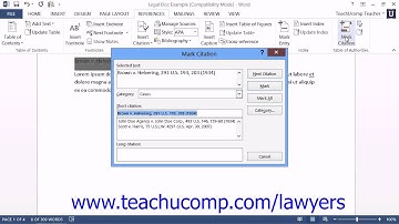 Microsoft Word 2013 Training for Lawyers: Marking Citations Tutorial Lesson 26.1