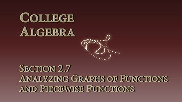 Math 1315 -- Section 2.7 -- Analyzing Graphs of Functions and Piecewise Functions