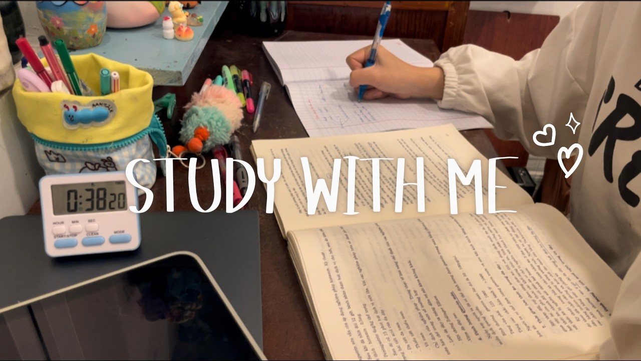 Study with me | 1:00:00 | Calm night, Background noise, Deep focus | ASMR •⩊•
