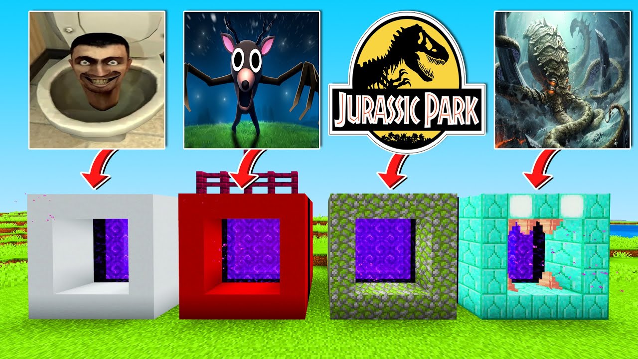 Never Make A Portal To Jurassic Park 99 Nights In The Forest Skibidi Toilet & Kraken in Minecraft