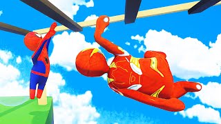 Супергерои ПОКУШАЛИ ТЕПЕРЬ ХУДЕЕМ HUMAN FALL FLAT пластилиновые герои Володя Человек Паук и Железный Человек