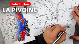 Comment dessiner une Pivoine dans un style Tatouage Japonais screenshot 4