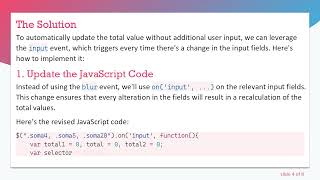 How to Automatically Update Form Totals in JavaScript without User Interaction