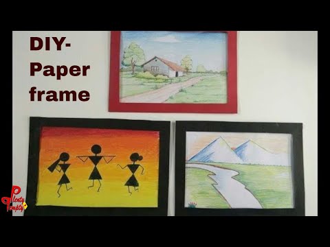 Photo frame with paper/ Photo frame making /organize and display kids drawing (Tutorial)