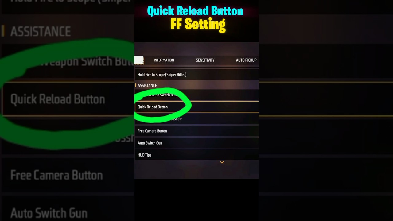 Quick Reload Button Setting Free 🔥 | Best Tips & Tricks