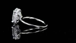 Oval Cut Hidden Halo Pave Solitaire Diamond Engagement Ring