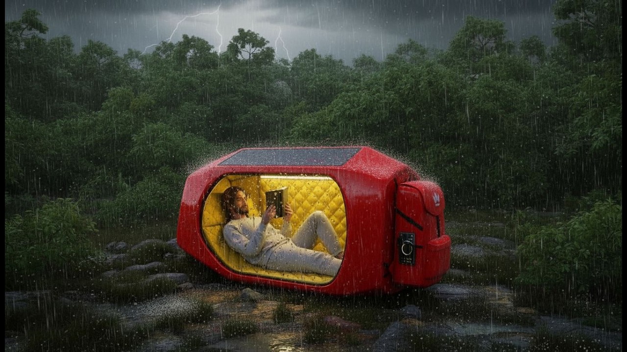 CAMPING IN A THUNDERSTORM AND HEAVY RAIN // Struggle to build a shelter ...