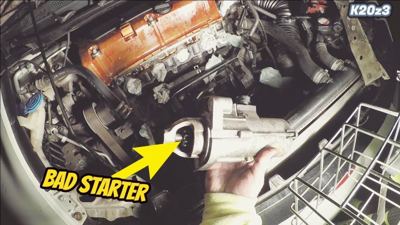 Honda Civic Si Starter Motor Removal Replacement - YouTube