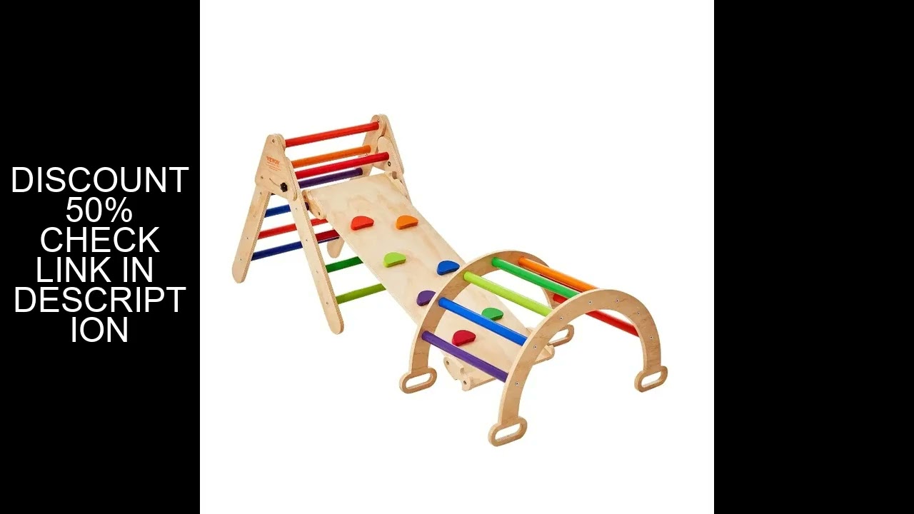 Pikler Triangle Set, 5 in 1 Toddler Climbing Toys Indoor Playground, Ramp, and Arch, Montessori Clim