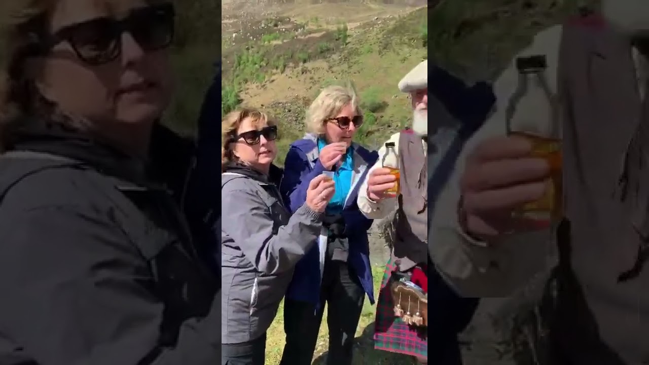 Drinking by the road in Scotland.