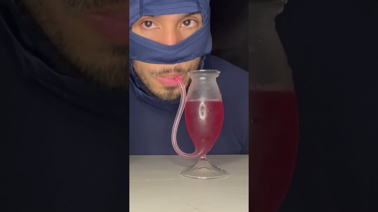 ASMR DRINKING FRUIT PUNCH GLASS WITH STRAW