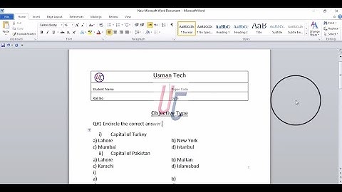How to create Multiple Choice Question (MCQS) Paper in Ms Word 2016 in Urdu/Hindi