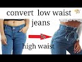 Thrift flip convert low waist/rise jeans to ripped high waist/rise Diy denim/reuse recycle transform