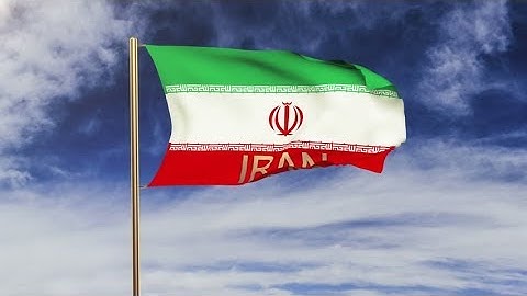 4K Iran flag with title waving in the wind. Looping sun rises style. Animation loop Stock video