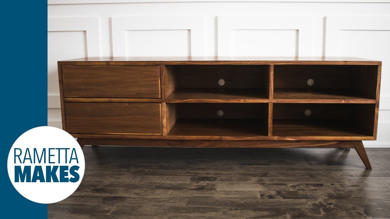 Mid Century Modern Tv Cabinet Diy Woodworking Youtube