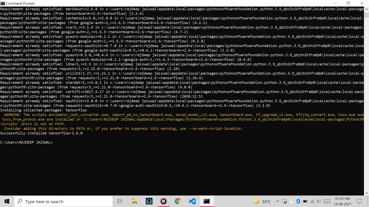 How To Install Tensorflow In Win 10 Without Getting Any Os Error YouTube