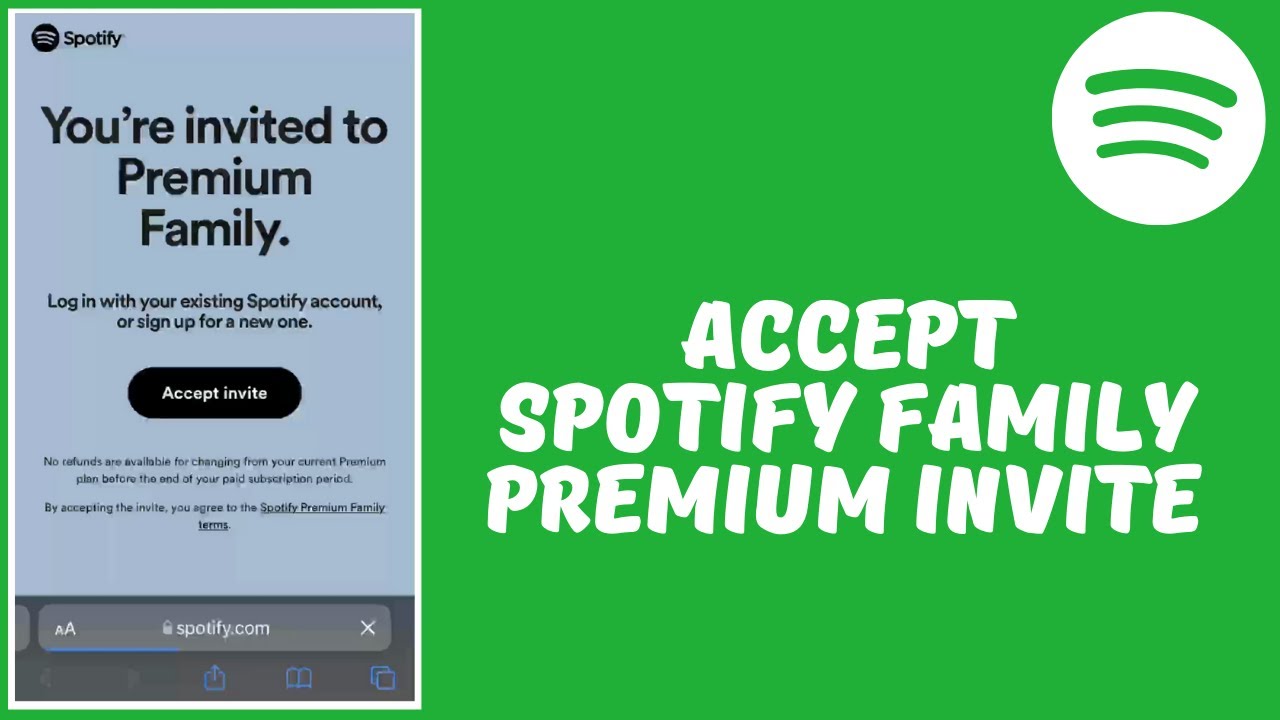 How To Accept Spotify Family Premium Invite - Youtube