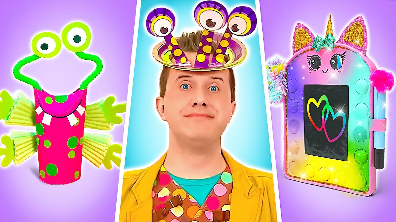 Crafting Sparkly POP IT Unicorn Drawing Board & Card Tube Mythical Creatures🦄 SCHOOL HACKS & DIYs