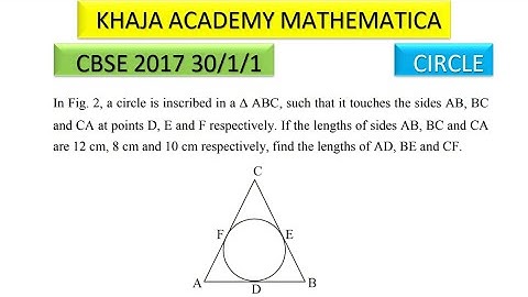 In fig a circle is inscribed in a triangle ABC, such that it touches the sides AB, BC, CA at points