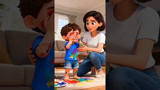 弟弟把面粉倒到姐姐头上