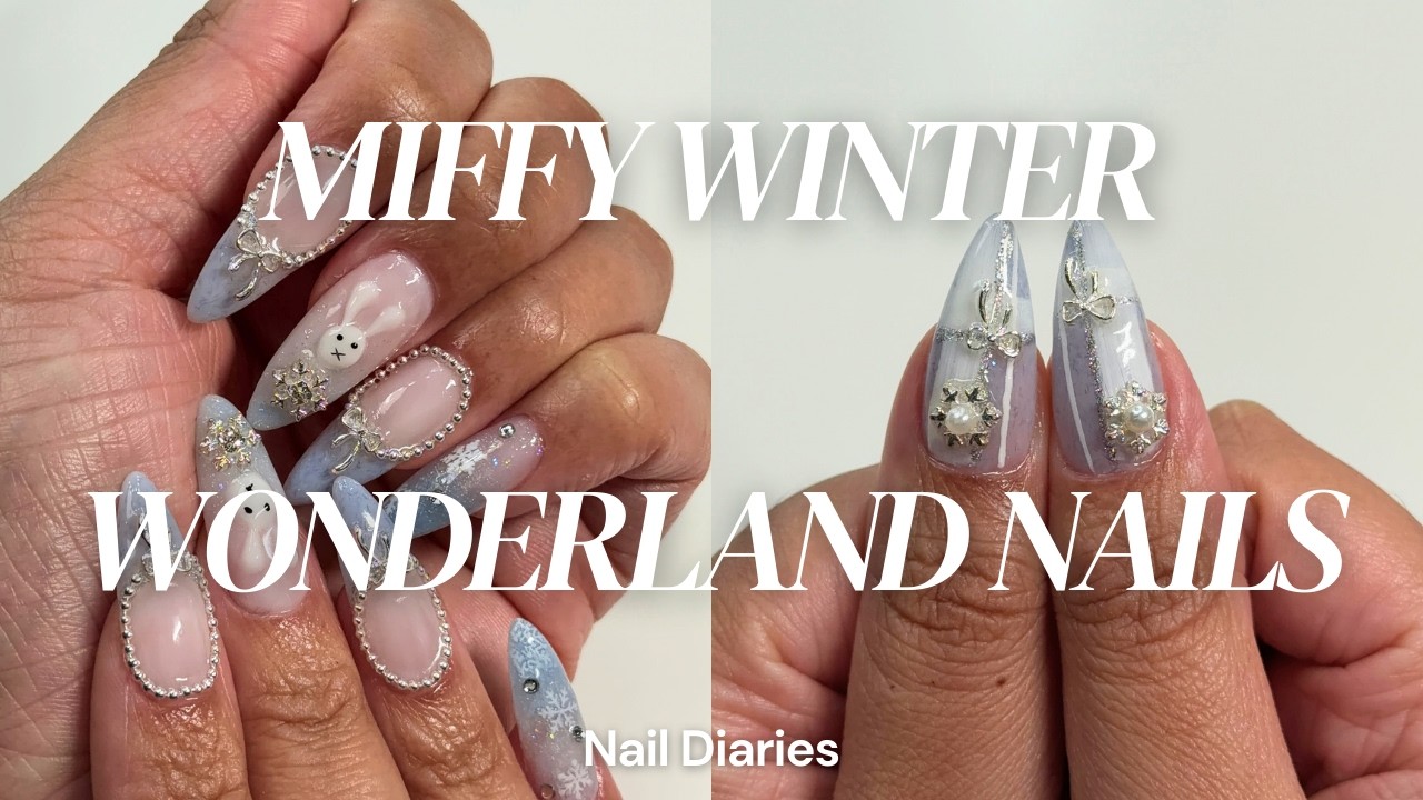 Miffy Winter Wonderland Nails ,trendy winter nails, self nails| Nail Diaries ep.09