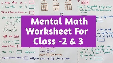 Mental Math Worksheet For Class 2 & 3 | Math Worksheet For Grade-2 & 3 | #Mathworksheet