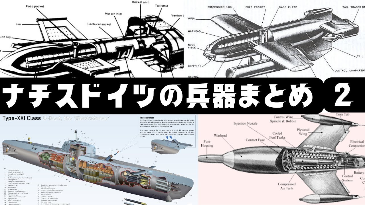 ナチスドイツ兵器まとめ②】Fritz-X・Hs293・UboatXXI・X-4 - YouTube